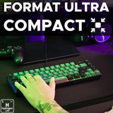 Clavier Gamer - The G-Lab - KEYZ HYDROGEN - 60% Format Compact - Rétroéclairé - Filaire - Noir/Gris