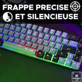 Clavier Gamer - The G-Lab - KEYZ HYDROGEN - 60% Format Compact - Rétroéclairé - Filaire - Noir/Gris