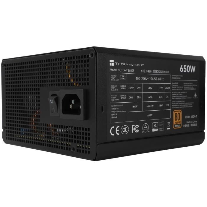 Alimentation PC - THERMALRIGHT - TB650S - 650W - 80+ Bronze - Non modulaire - ATX 3.0 - Noir