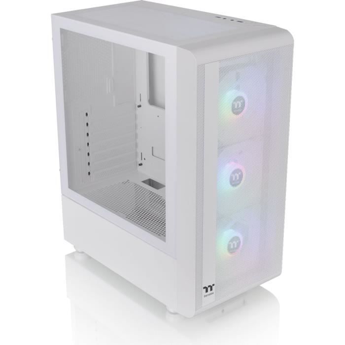 Boîtier PC Moyen Tour sans alim - THERMALTAKE S200 TG ARGB (Blanc) - ATX/Micro ATX - 3x120mm A-RGB - USB 3.0/2.0 - Verre trempé