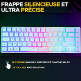 Clavier Gamer - Membrane - The G-Lab - KEYZ HYDROGEN WL - Rétroélairage arc-en-ciel - Sans fil - Semi mécanqiue - Azerty - Blanc