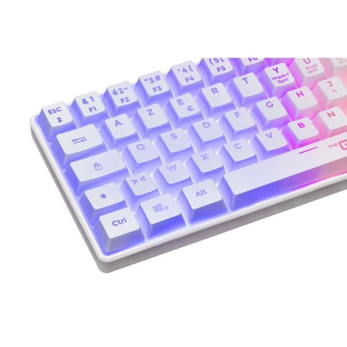 Clavier Gamer - Membrane - The G-Lab - KEYZ HYDROGEN WL - Rétroélairage arc-en-ciel - Sans fil - Semi mécanqiue - Azerty - Blanc