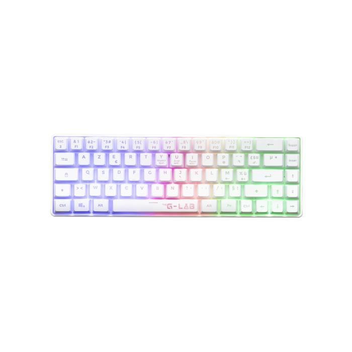 Clavier Gamer - Membrane - The G-Lab - KEYZ HYDROGEN WL - Rétroélairage arc-en-ciel - Sans fil - Semi mécanqiue - Azerty - Blanc