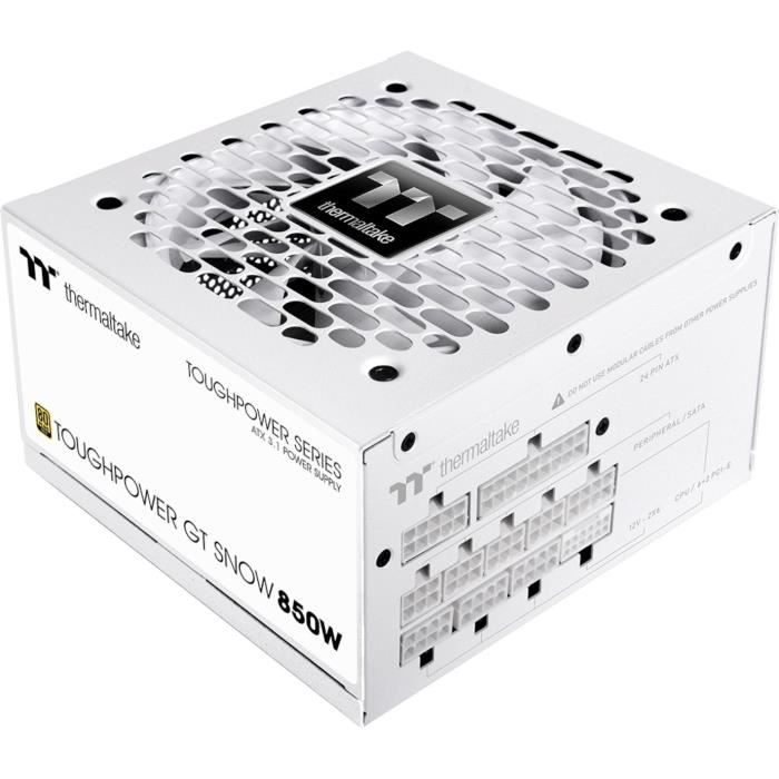 THERMALTAKE - Toughpower GT Snow - Alimentation PC - 850 W - 80+ Gold - ATX3.1 - Full modulaire - PCI-E 5.1 12VHPWR
