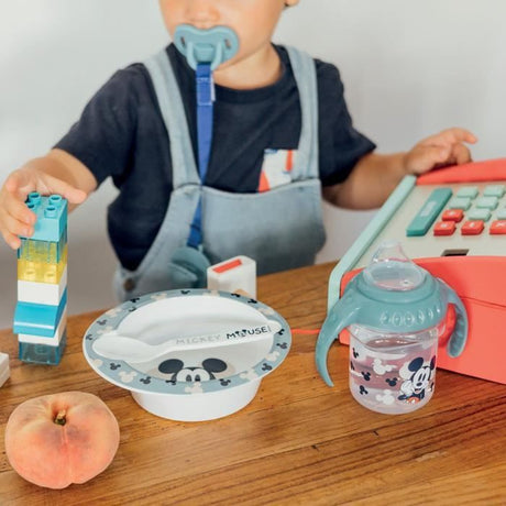 Pack repas 1er age THERMOBABY MICKEY - 1 grignoteuse + 1 bol avec cuillere + 1 tasse a poignée + un set de 2 couverts