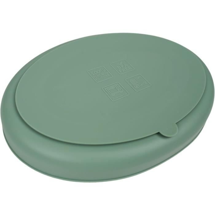 Assiette ventouse - THERMOBABY - Silicone - Vert Cactus - Compartimentée et antidérapante