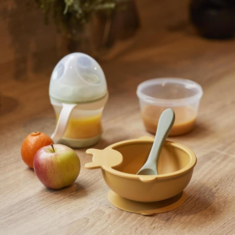 Bol Ventouse - THERMOBABY - Silicone - Jaune Miel, antidérapant et incassable