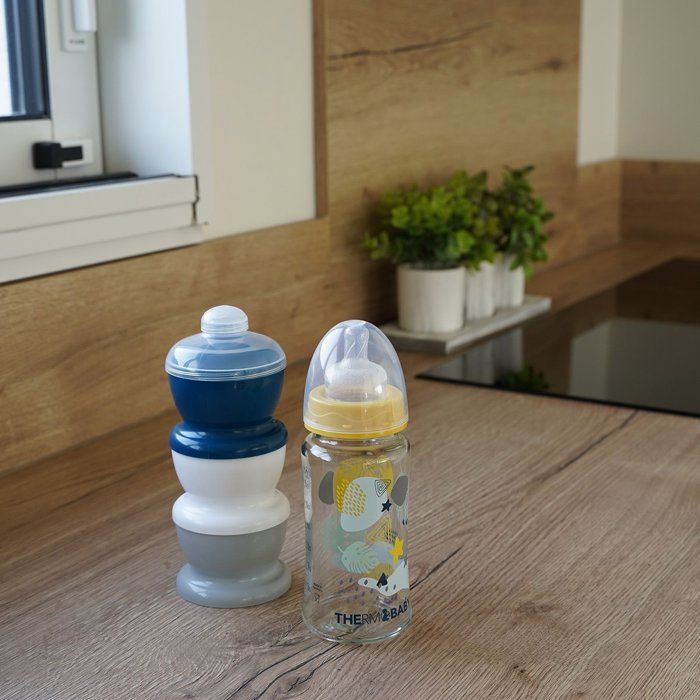 Boîte transport de lait - THERMOBABY - Avec couvercles - Gris charme