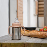 Tasse d'apprentissage - THERMOBABY - Inox - 180 ml - Peche - Ergonomique et anti-fuites