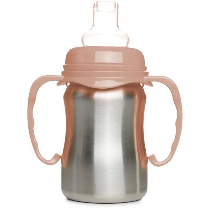 Tasse d'apprentissage - THERMOBABY - Inox - 180 ml - Peche - Ergonomique et anti-fuites