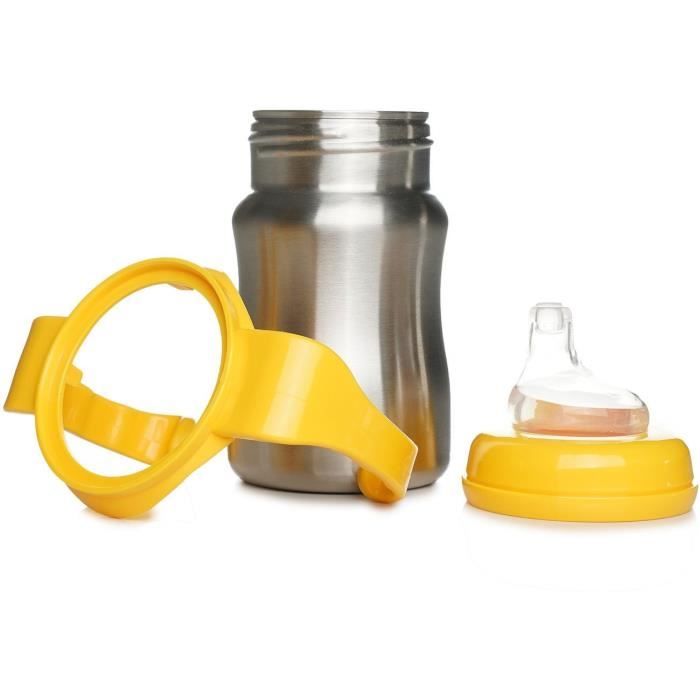 Tasse d'apprentissage - THERMOBABY - Inox - 180 ml - Jaune Mangue - Ergonomique et anti-fuites