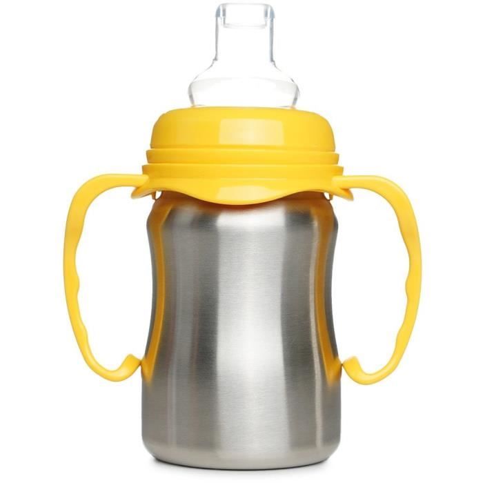 Tasse d'apprentissage - THERMOBABY - Inox - 180 ml - Jaune Mangue - Ergonomique et anti-fuites
