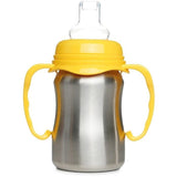 Tasse d'apprentissage - THERMOBABY - Inox - 180 ml - Jaune Mangue - Ergonomique et anti-fuites