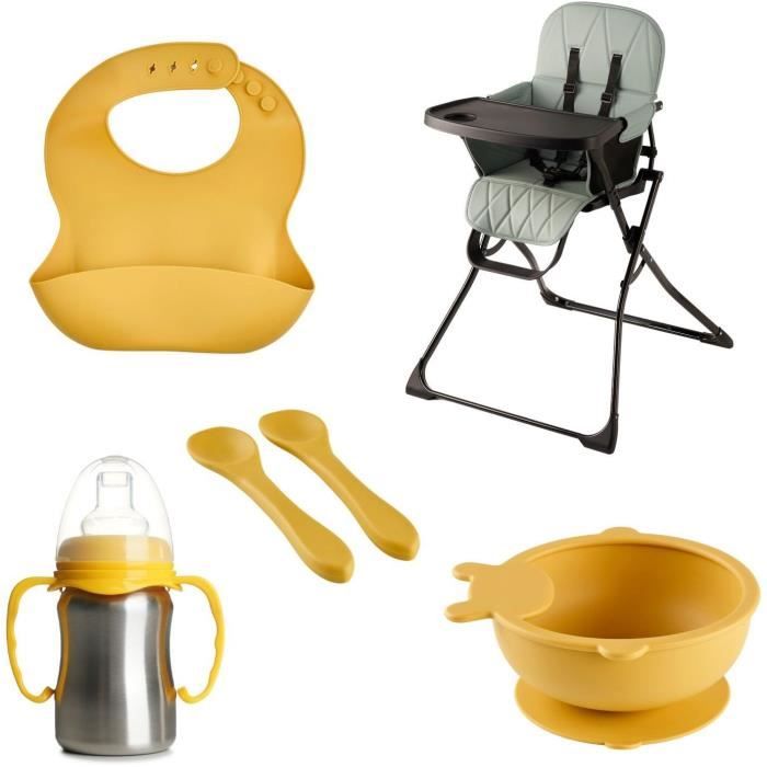 Pack chaise haute pliable - THERMOBABY - HANDY - Kit repas complet et design