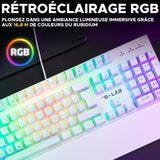 Clavier Gamer - The G-Lab - KEYZ RUBIDIUM - MÈcanique (Switch Rouge) - Repose Poignet - RGB - Filaire - Azerty - Blanc
