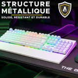Clavier Gamer - The G-Lab - KEYZ RUBIDIUM - MÈcanique (Switch Rouge) - Repose Poignet - RGB - Filaire - Azerty - Blanc