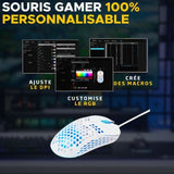 Souris Gamer filaire - The G-Lab - KULT-OXYGEN - RGB - 12800 DPI - Blanc