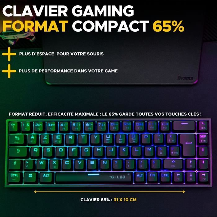Clavier Gamer - The G-Lab - KEYZ TITAN - Mécanique (Switch Rouge) - Filaire - RGB - Noir