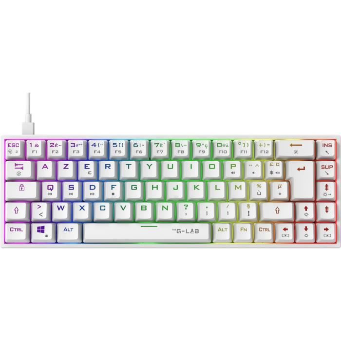 Clavier Gamer - The G-Lab - KEYZ TITAN - MÈcanique (Switch Rouge) - Filaire - RGB - Blanc