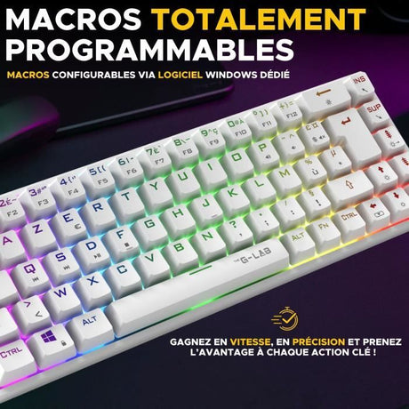 Clavier Gamer - The G-Lab - KEYZ TITAN - Mécanique (Switch Rouge) - Filaire - RGB - Blanc