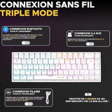 Clavier Gamer sans fil - The G-Lab - KEYZ TITAN - Mécanique (Switch Rouge) - Azerty - Triple mode - RGB - Blanc