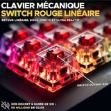 Clavier Gamer sans fil - The G-Lab - KEYZ TITAN - Mécanique (Switch Rouge) - Azerty - Triple mode - RGB - Blanc