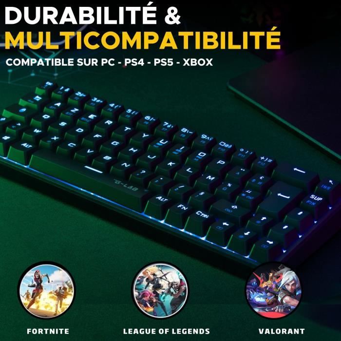 Clavier Gamer Triple Mode - The G-Lab - KEYZ TITAN - Mécanique (Switch Rouge) - Sans Fil - RGB
