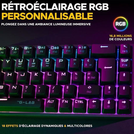 Clavier Gamer Triple Mode - The G-Lab - KEYZ TITAN - Mécanique (Switch Rouge) - Sans Fil - RGB