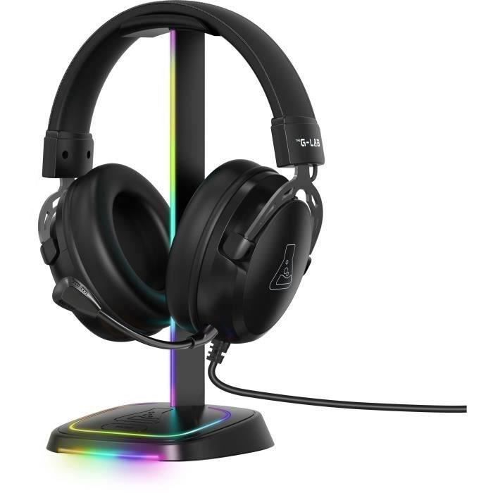 Support casque gamer - The G-Lab - K-STAND-NEON RGB - Filaire - Éclairage RGB - Noir