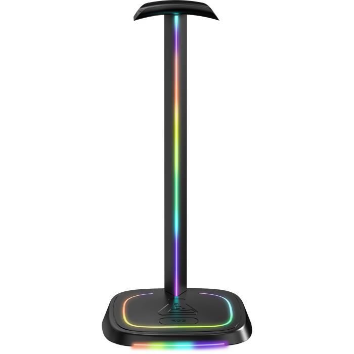 Support casque gamer - The G-Lab - K-STAND-NEON RGB - HUB USB/USB-C - Filaire - Éclairage RGB - Noir
