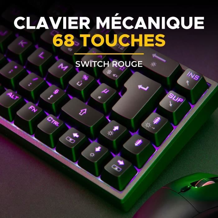 Pack Gamer Mécanique E-sport 2 en 1 - The G-Lab COMBO TITAN - Souris 12800 DPI - Clavier Mécanique