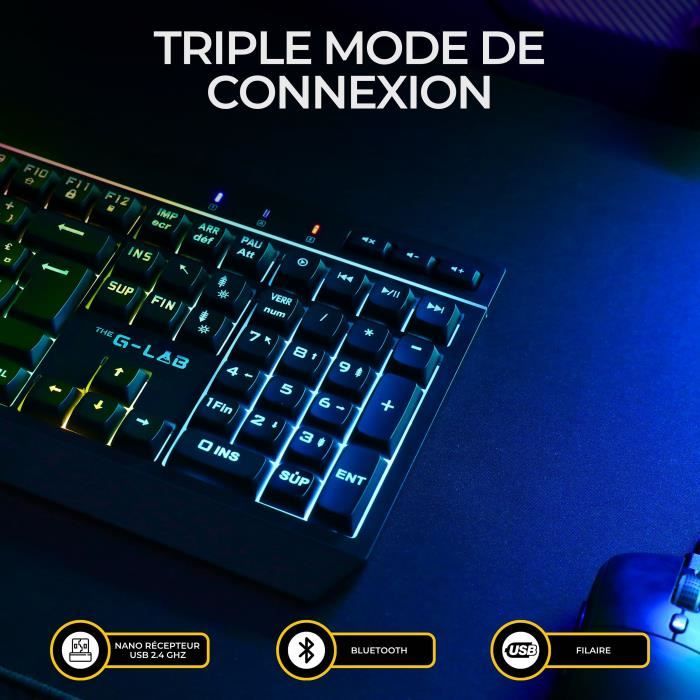 Pack gamer sans fil - THE G-LAB - COMBO TUNGSTEN EX - Clavier + souris - 32 macros configurables