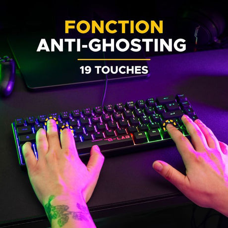 Pack gamer clavier souris filaire - THE G-LAB - Combo Hydrogen BKG - Clavier Azerty - Noir