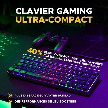 Pack gamer clavier souris filaire - THE G-LAB - Combo Hydrogen BKG - Clavier Azerty - Noir