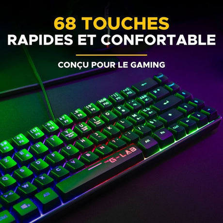 Pack gamer clavier souris filaire - THE G-LAB - Combo Hydrogen BKG - Clavier Azerty - Noir