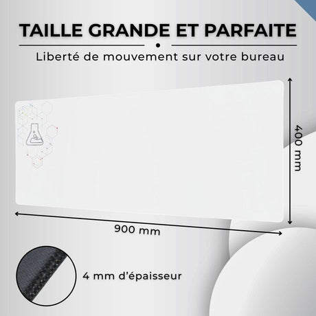 Tapis de Souris XXL - THE G-LAB - PAD SELENIUM - Anti-dérapant - 90 x 40 x 0,4 cm - Blanc