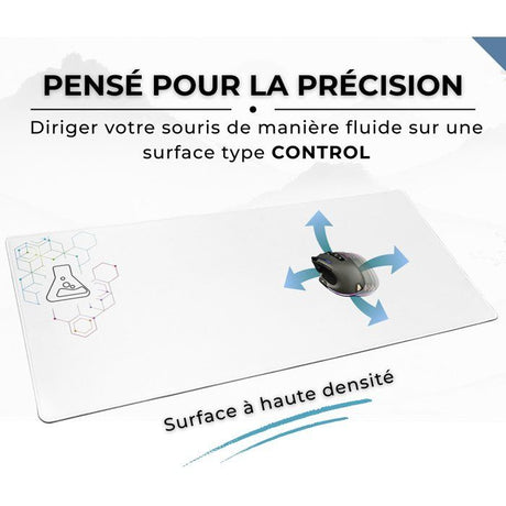 Tapis de Souris XXL - THE G-LAB - PAD SELENIUM - Anti-dérapant - 90 x 40 x 0,4 cm - Blanc