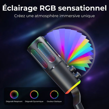 Microphone Gaming RGB Streaming - THE G-LAB - K-MIC-NEON - Compatible multiplateformes et logiciel - Qualité audio pro - Noir