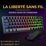 Pack Gamer 2-en-1 sans fil - THE G-LAB - COMBO HYDRO - Clavier membrane réactive et silencieuse + Souris - Noir