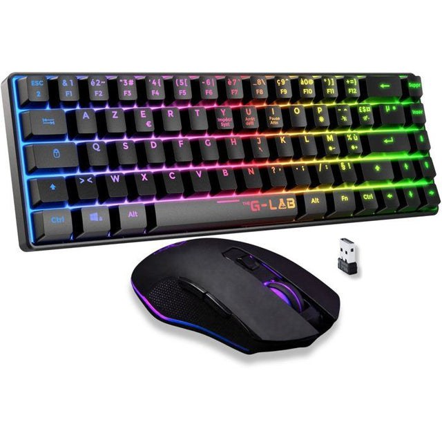 Pack Gamer 2-en-1 sans fil - THE G-LAB - COMBO HYDRO - Clavier membrane réactive et silencieuse + Souris - Noir