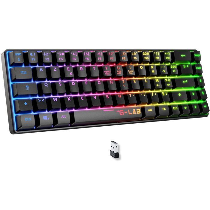 Clavier Gamer sans fil - Membrane - THE G-LAB - KEYZ HYDROGEN - Format 60% - AZERTY - Rétroéclairé - Noir