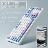 Clavier mécénique PBT Gasket - THE G-LAB - KEYZ Elite 400 WB - TripleMode - AZERTY - RGB - Windows & Mac