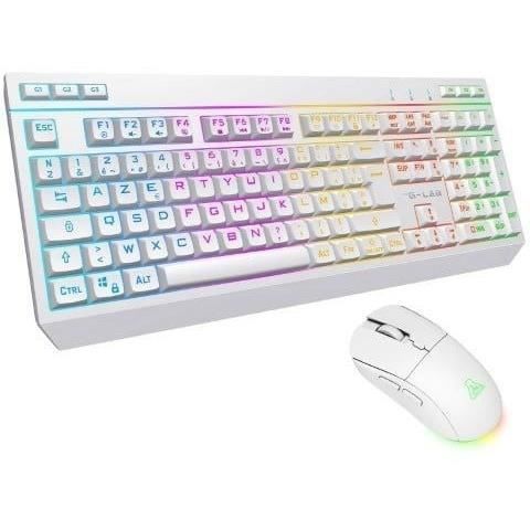 Pack gamer sans fil - THE G-LAB - COMBO TUNGSTEN EX W - Clavier + souris - 32 macros configurables - BLANC