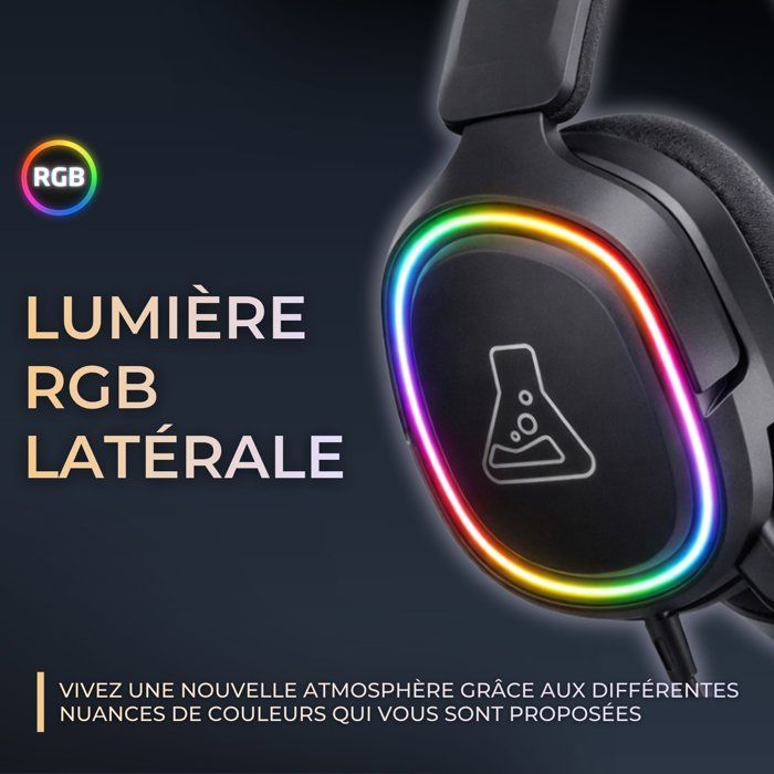Casque gaming filaire RGB - THE G-LAB - KORP MERCURY - Tissu - Micro Rétractable - Stéréo - Toutes Plateformes