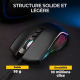 Souris gaming filaire - THE G-LAB - KULT THORIUM - 12800 DPI - Ergonomique - 7 Boutons - Rétroéclairage RGB