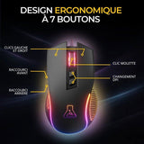 Souris gaming filaire - THE G-LAB - KULT THORIUM - 12800 DPI - Ergonomique - 7 Boutons - Rétroéclairage RGB