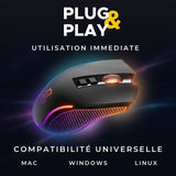 Souris gaming filaire - THE G-LAB - KULT THORIUM - 12800 DPI - Ergonomique - 7 Boutons - Rétroéclairage RGB