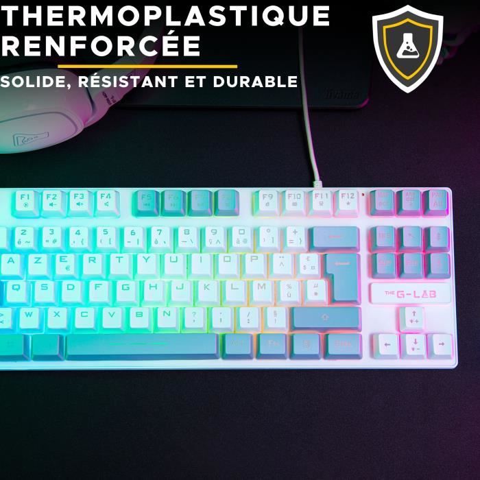 Clavier Gamer - The G-Lab - KEYZ CAESIUM - RGB - Blanc & gris - TKL
