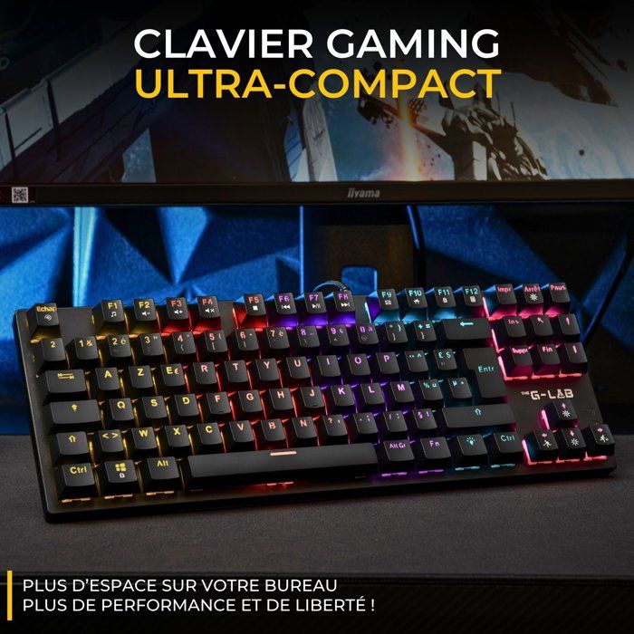 Pack clavier souris gaming - THE G-LAB - COMBO MERCURY EX - Clavier Mécanique TKL Switch Rouge - Souris 7200 DPI
