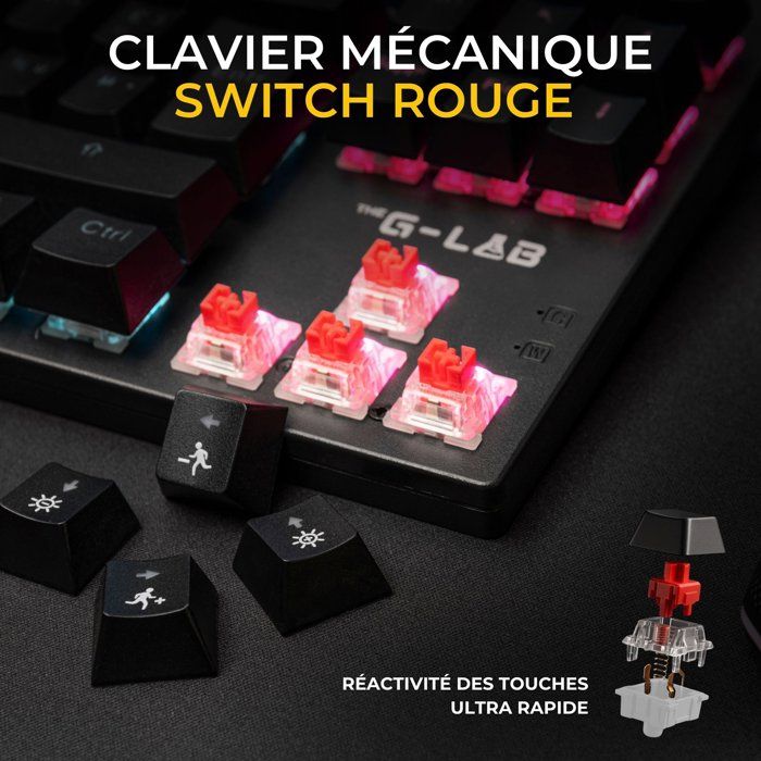 Pack clavier souris gaming - THE G-LAB - COMBO MERCURY EX - Clavier Mécanique TKL Switch Rouge - Souris 7200 DPI